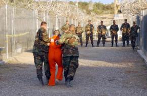 Inside Camp X-ray at Guantánamo Bay, Cuba